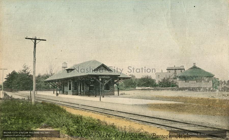 Postcard: New York, New Haven & Hartford Station, Burrage, Massachusetts